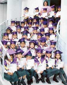 Students of BCM School after receiving graduation certificates at a function in Ludhiana