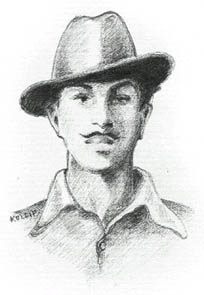 Shaheed Bhagat Singh: illustration by Kuldip Dhiman