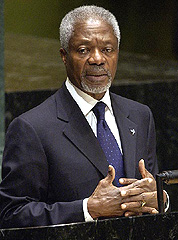UN Secretary-General Kofi Annan addresses the General Assembly in New York on Monday