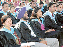 Students of Chandigarh Engineering College, Landran, at the convocation of the college on Wednesday.