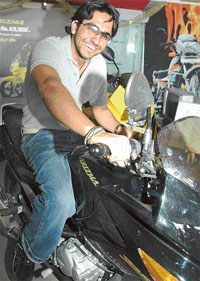 City-based Ayushman Khurrana who was selected as MTV Roadie was given a motorbike on Wednesday at Charisma Gold Wheels, Industrial Area, Chandigarh, on Wednesday.