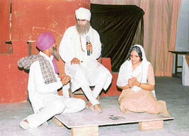 Students of Guru Nanak National College, Doraha, present the play “Guru Lado Re”.