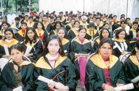 Students of Government College, Kalka, at the annual convocation of the college on Friday. 