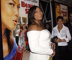 US actress Queen Latifah, a cast member in the motion picture comedy Beauty Shop, arrives for the premiere of the film in the Westwood section of Los Angeles on Thursday.