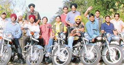 Members of the Road Survivors during a rally on Sunday.