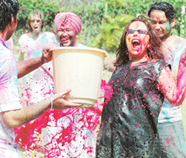 Chandigarh Club members play Holi with foreigners