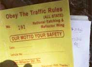  A blank receipt issued by a firm collecting money for stickers on vehicles
