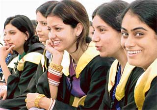 Students await their turn to receive degrees at the annual convocation of GGDSD College, Sector 32, Chd.