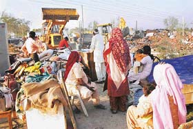 Illegal structures being removed at Dhanas in Chandigarh