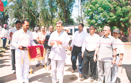 Commandant of CRPFs 30th Battalion, Mr Jag Mehar Singh, inaugurates a fete organised to mark the battalions 37th Raising Day in Chandigarh on Friday.