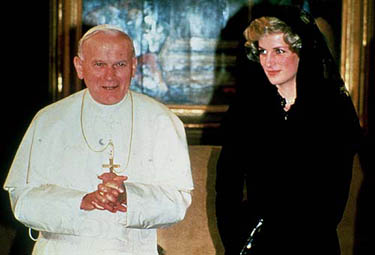 Princess Diana (R) with Pope John Paul II during a private audience at the Vatican on 25 April, 1985.