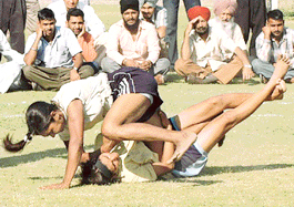A view of the womens final match between Haryana and Himachal of the 17th Senior National Circle Kabaddi Tournament in Sector 17, Chandigarh, on Sunday.