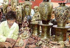 A craftsman shows his work at craft bazaar at Bal Bhavan, Sector 23, In Chandigarh