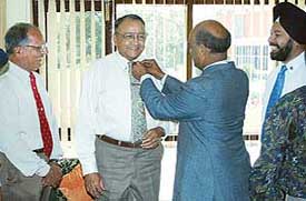 Members of the Merchant Navy Officers Association with Punjab Governor S.F. Rodrigues in Chandigarh on Tuesday.