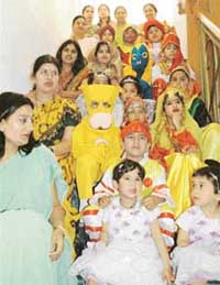 Nursery students of BCM School, Ludhiana, on the first day in school on Wednesday