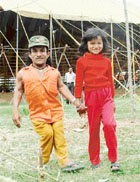 Shoud Alam with daughter Shaziya at Asiad Circus in Mohali on Thursday. 