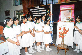 Students of St Annes Convent School, Sector 32,  Chandigarh, during a special prayer for the Pope in  the school on Thursday.
