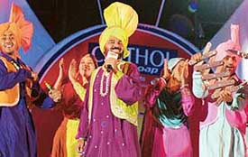 Punjabi singer Pammi Bai performs during a programme at Mohali on Friday night
