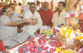 Shri Sahastra Chandi Mahayagya being performed at Kalkaji Temple on the occasion of Navratras in the Capital on Saturday. 