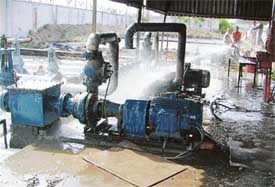 A fireman at Indian Oil Depot tries to douse fire in Ambala Cantonment
