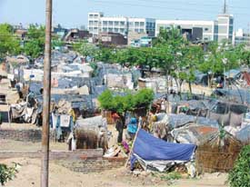 A view of the slum area in Shaheed Bhagat Singh Nagar, Ludhiana