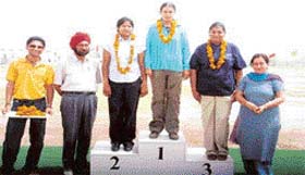 Students of Shaheed Udham Singh College of Engineering and Technology, Tangori, during the annual athletics and sports meet of the college