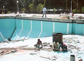 Work in progress at the Lake Club swimming pool