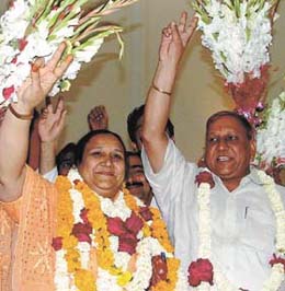 Mayor Satbir Singh and Deputy Mayor Razia Sultana at the Town Hall in the Capital