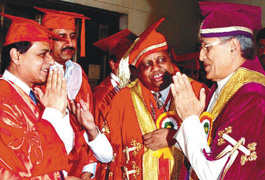 Delhi Lt-Governor B. L. Joshi being welcomed by the officials of Maulana Azad Medical College on the 47th Annual Day function of the college in the Capital. 