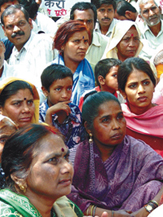 Street vendors under the banner of Pawanputra Rehari-Patri Khomcha Sangh, participating in a demonstration, demanding a national policy for their welfare at Jantar Mantar in the Capital on Tuesday.