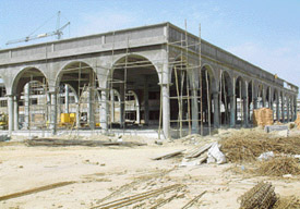 The under- construction main terminal building of the bus stand in Amritsar