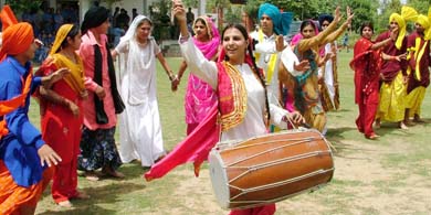 Students of Alpine School celebrate Baisakhi in Ludhiana on Thursday