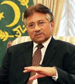 Pakistan President Pervez Musharraf gestures during an interview in Rawalpindi on Thursday.