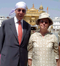 Mr Antonio Armellini, Italys Ambassador to India, along with his wife after paying obeisance at the Golden Temple in Amritsar on Saturday.
