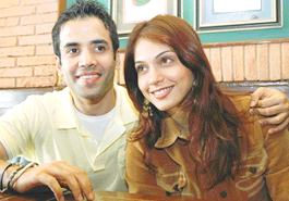Bollywood actor Tusshar Kapoor and actress Isha Koppikar in Chandigarh on Sunday. 