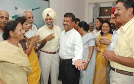 Members of the Air Force Association and their wives during a social get-together organised at the Air Force Station in Chandigarh on Sunday. 