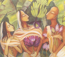 Painting by Sarla Chandra Green Maya