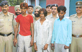 Three car thieves,  Mithlesh, Sonu and Suraj, arrested by the police in Chandigarh  on Monday.