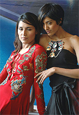 Models wear fashion designer Ashima and Leenas creations during a press preview of the Lakme India Fashion Show in New Delhi on Tuesday