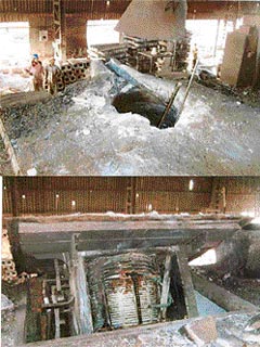 The furnace in which a blast took place at Channi Steel, Mandi Gobindgarh, on Wednesday. 