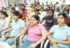 Students of NIIFT at a function at the institute in Mohali on Thursday. 