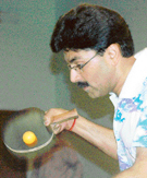 Pankaj Sharma returns a shot during the final match against Rahul Dutt of the UP Power Sector at the 31st All-India Electricity Sports Control Board Table Tennis Tournament in Chandigarh on Thursday.