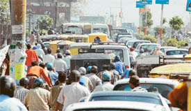 Traffic jams are a daily scene on all major roads in Ludhiana