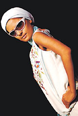 A model wearing the creation of Paras and Shalini at Lakme India Fashion Week 2005 in the Capital on Friday