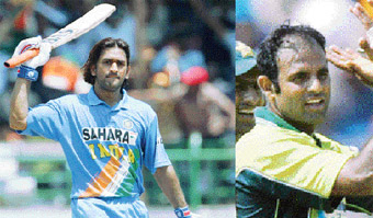 (Clockwise from top left) Shahid Afridi blasted the Indian bowlers in the Kanpur one-dayer; Virender Sehwag was the man of the series in the Tests with 544 runs at an average of 90.66; Rana Naved-ul-Hasan picked up 15 wickets in the ODIs to bag the man of the series award; Mahendra Singh Dhoni shot into the limelight with a blazing hundred
