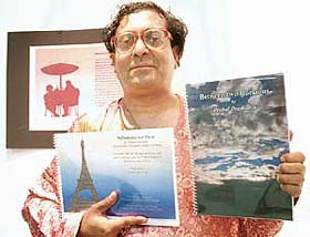 Paper-cutting artist Prabal Pramanik shows his two books at Alliance Francaise, Sector 36, Chandigarh