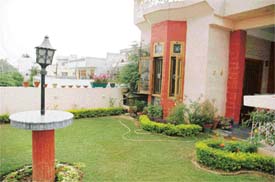 A view of a terrace garden set up on the first floor of the house of Dr Awasthi at Cemetry Road in Ludhiana