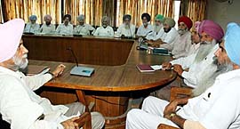 A meeting of various farmers organisations in progress at the Circuit House in Ludhiana on Saturday.
