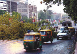 RESPITE FROM HEAT: Thunderstorm followed by rain hit the Capital today. The Met office said the rain was caused by the thundercloud, developed in the western regions of the city. Moderate rain ensued the duststorm that occurred towards the evening.