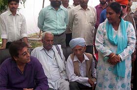 The BJP MP from Gurdaspur, Mr Vinod Khanna, with party workers in Pathankot